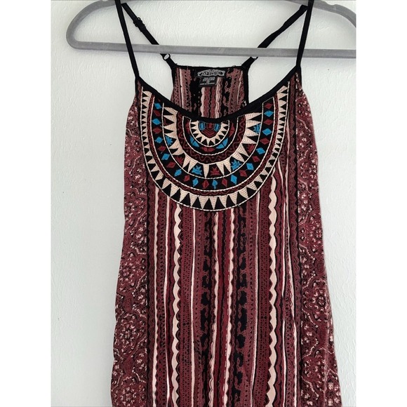 Boho Aztec‎ Tank Midi Dress Embroidery Side Slits Sz Small boho festival - Picture 2 of 8